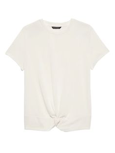 Sandwash Modal Knot-Hem T-Shirt | Banana Republic Chic Viscose Tops With Shirttail Hem, Chic Viscose Top With Shirttail Hem, Casual Viscose Tops With Shirttail Hem, Chic Modal Crew Neck Tops, Chic Crew Neck Modal Top, Chic Rayon Tops With Shirttail Hem, Chic Relaxed Fit Tops Made Of Modal, Chic Relaxed Fit Modal Tops, Casual Drapey Tops For Layering