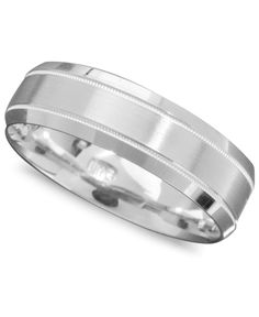 men's wedding band in white gold with satin finish and beveled edges