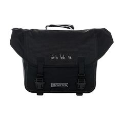 a black messenger bag with two bicycles on it