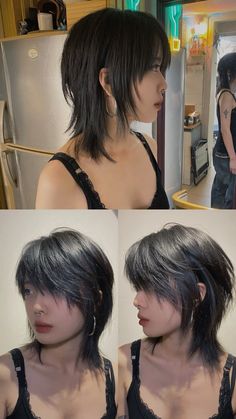 Instagram : Haircut @9hahoi  https://www.instagram.com/9hahoi/ #hair #shorthair #hairstyle  #haircut #hairstylist #mullet  #hairdesign #hanoi #vietnam #vietnamese #so9hahoi #xomhahoi #9xomhahoi #9hahoi Rattail Haircut Female, Short Chunky Layered Hair, Shag Mullet Thick Hair, Short Wolfcut Mullet Women, Short Hair Asian Women Round Face, Short Fairy Haircuts, Asian Haircuts Short, Haircut Mullet Women, Short Tapered Haircut For Women