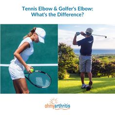 tennis players are shown with the words tennis elbow & golfer's elbow what's the difference?