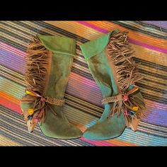 Unworn Isabel Marant Leather/Suede Fringe Slouch Boots. Size 40. Color Sage Green. Boots Are Mid Calf. Green Suede High Heel Boots, Green High Heel Suede Boots, Green Suede Closed Toe Boots, Green Suede Boots With Pointed Toe, Bohemian High Heel Leather Boots, Bohemian Leather Boots With Pointed Toe, Color Sage Green, Marant Shoes, Isabel Marant Shoes