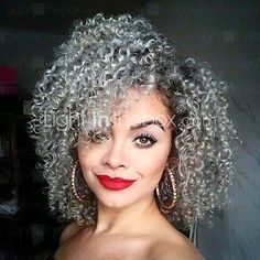 Salt And Pepper Hairstyles, Gray Curls, Cabelo Black, Hair Color Gray, Curly Human Hair Extensions, Grey Curly Hair, Double Drawn Hair, Afro Curls