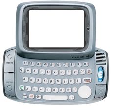 an old cell phone with a white screen