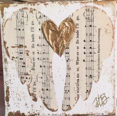 a piece of art with music notes and a heart