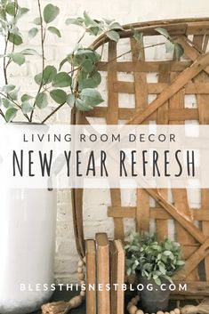 living room decor new year refresh with books, plants and vase on the table