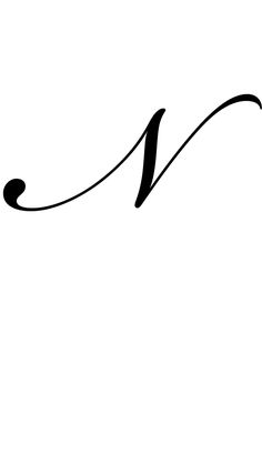 a black and white photo of the letter n in cursive writing with an arrow