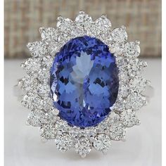 White Gold 14K 10.25 Carats Tanzanite With Diamonds Wedding Ring Gemstone Ring Tanzanite And Diamond Ring, Bijoux Art Deco, Tanzanite Jewelry, Tanzanite Diamond Ring, Antique Diamond Rings, Tanzanite Diamond, Blue Tanzanite, Diamond Cocktail Rings, Gemstones Jewelry