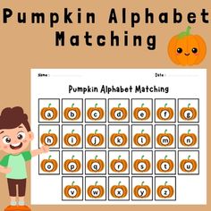 a pumpkin alphabet matching game for kids