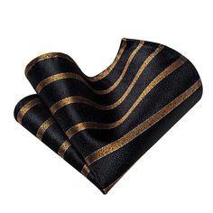 Material: Tie is woven with high-quality silk, Using 2400 stitches woven jacquard craft, soft to the touch, delicate pattern, the fabric is thick and textured. The high-density weaving craft is not easy to wrinkle and deform. Classic Size: 3.1 '' × 59 '' (8cm × 150cm); Handkerchief : 9.4'' x 9.4 '' (24cm x 24cm); The tie is a great gift for Birthday, Christmas, Father's Day, Thanksgiving, Halloween. Design: YourTies Mens ties are made of silk and in 2400 stitches Jacquard woven. We offer about 1 Black Necktie, Weaving Craft, Striped Wedding, Necktie Set, Mens Ties, Cufflink Set, Men's Tie, Tie Set, Gold Stripes