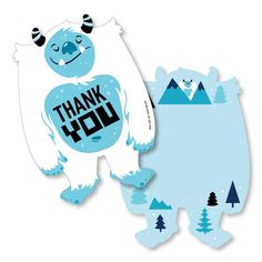 a paper cut out of an ice bear with the words thank you written on it