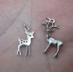 ********This sterling silver .925 Deer/Fawn Measurements (mm): Length: 22  Width: 10  Height: 1 or (inches): Length: 0.87  Width: 0.39  Height: 0.04 Price is for one at $9.20Price is for two at $18.004th photo shows deer/fawn charm alone.******Sterling silver 3D Deer Charm3 Dimensional. Includes jump ring. Height measured from top to bottom as pictured.Measures:Height:26mm x 17.5 wide(at the widest part)Price is for one deer at $10.15Price is for 2 deer at $19.953rd photo shows 3D deer charm alo Handmade Sterling Silver Symbolic Charms, White Gold Sterling Silver Charms, Hallmarked, Silver Sterling Silver Charms Stamped 925, Tiny Silver Charms For Gifts, Small-sized Silver Charms For Gifts, Small Silver Sterling Silver Charms, Handmade Sterling Silver Charms In Silver, Dainty Silver Charms For Jewelry Making, Tiny Cactus