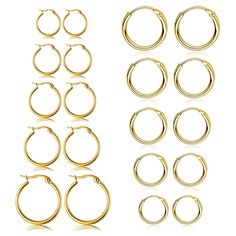 PRICES MAY VARY. ✦ Hoop Earrings Set for Women: Classic never goes out of style, simple hoop earring is a must have for women and girls, can wear alone or matching with other earrings to creat a stylish look. ✦ Lightweight & Hypoallergenic: These unisex hoop earings are made from 316L stainless steel, hypoallergenic, nickel free. Little thin hoop earrings are easy to open, lightweight for comfort wearing. ✦ Various Size Earrings Hoops: Gauge size-18G(1.0mm), small to big hoop earrings diameter 8 Black Hoops Earrings, Simple Hoop Earrings, Dainty Hoop Earrings, Cheap Earrings, Big Hoop Earrings, Hoop Earring Sets, Hypoallergenic Earrings, Huggie Earrings, Cartilage Earrings