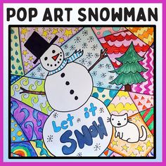 a snowman with the words let it snow written on it and an image of a cat