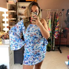 Blue Dress So Beautiful True To Size 1st Model Wearing Large 2nd Model Wearing Small Blue V-neck Mini Dress With Vibrant Print, Blue Stretch Mini Dress With Built-in Bra, Asos Dress, Dress First, Blue Dresses, Asos, Colorful Dresses, Womens Dresses, Blue