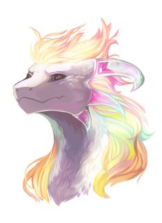 a drawing of a unicorn with long hair