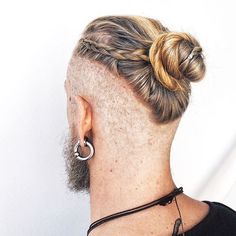 Viking Undercut Hair Men, Viking Haircut, Braids For Men, Undercut Long Hair, Hair Knot