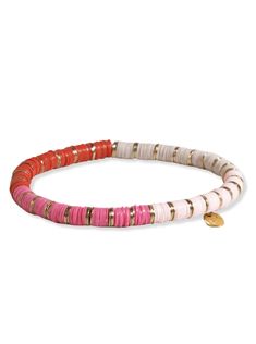 Add a pop of color to any outfit with our Ink & Alloy Pretty Pink Bracelet. With shades of pink in a beaded design, this bracelet is sure to make a statement. Elevate your style and have some fun with this quirky addition to your jewelry collection. Pink Beaded Bracelets For Spring Festival, Trendy Hand-strung Friendship Stretch Bracelet, Spring Festival Pink Beaded Bracelets, Adjustable Pink Bracelets With Letter Beads, Pink Heishi Beads Beaded Bracelets, Trendy Summer Heishi Beads Stretch Bracelet, Pink Bohemian Bracelets For Spring, Trendy Hand-strung Friendship Bracelets, Trendy Red Bracelets With Colorful Beads