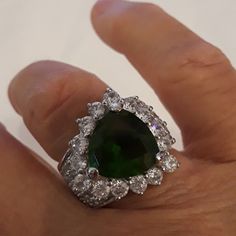 Very Nice 925 Ring With Green Stone & Cz, Size 7 Nwot. Look At Pictures For Reference. Happy Poshing. Silver Emerald Ring With Cubic Zirconia, Silver Diamond Ring With May Birthstone Accents, Formal Cubic Zirconia Crystal Ring For May Birthstone, Silver Cubic Zirconia Emerald Ring For Formal Occasions, Silver Rings With Diamond Accents For May Birthstone, Formal Silver Emerald Ring With Cubic Zirconia, Formal Sterling Silver Diamond Ring With Sparkling Stones, Silver Cubic Zirconia Emerald Ring Fine Jewelry, Silver Cubic Zirconia Emerald Ring