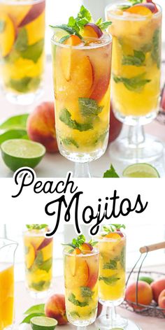 peach mojitos Peach Mojito, Mojito Drink, Drinks Juice, Summer Eats, Mojito Cocktail, Mojito Recipe, Seasonal Produce, Rum Cocktails