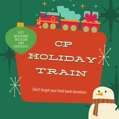 a holiday train card with a snowman next to it and the words cop holiday train