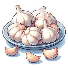 an illustration of garlic on a plate