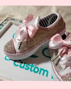 Pink Embellished Sneakers For Party, Party Sneakers With Bling And Round Toe, Pink Rhinestone Party Sneakers, Party Sneakers With Silver Rhinestones, Silver Embellished Party Sneakers, Party Sneakers With Rhinestones And Round Toe, Party Sneakers With Rhinestones, Pink Party Sneakers With Glitter Accents, Pink Glitter Sneakers For Party