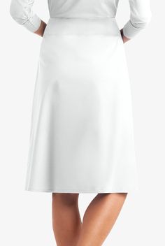 Our a-line scrub skirt gets an a+ from customers. Most-mentioned features? Perfect length. Classic but not “old-fashioned” style. Just-right fit. The comfy knit waistband. And it’s very easy to move in! each piece in our Butter-soft Stretch scrub collection was designed for 12+ hour shifts, and made from easy-care, 2-way stretch comfort fabric. • Classic fit • Natural wasited • A-line • Drawstring rib waistband • Knee length • 2 patch pockets • Approximate length for size M is 27” The key to com Relaxed Cargo Skirt With Lining, Solid Color Knee-length Lined Tennis Skirt, Relaxed Swim Skirt With Elastic Waistband In Solid Color, Relaxed A-line Skort, Solid Color 4-way Stretch Lined Swim Skirt, Scrub Skirt, Scrub Skirts, Scrub Collection, 12 Hour Shifts