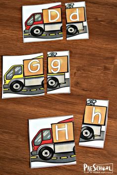 three matching cards with the letters g, h, and d in front of them