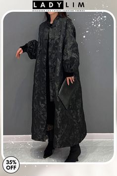 Plus Size Black Oriental Button Jacquard Spandex Coats Fall Magical Clothes, Chic Fall Outfits, Plus Size Black, Outfit Inspiration Fall, Linen Maxi Dress, Comfortable Room, Fall Coat, Perfect Wardrobe, Cup Size