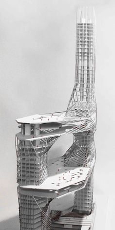 an architectural model of a building with multiple levels