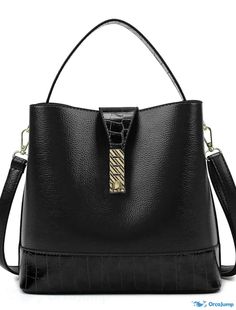 OrcaJump - Womens PU Leather Top Zip Handbag - Solid Color for Going Out, Office, and Career - Black, Blue, and Brown Black Faux Leather Satchel With Hasp Closure, Black Faux Leather Satchel With Adjustable Handle, Black Faux Leather Bucket Bag, Black Faux Leather Shoulder Bag With Adjustable Handle, Black Leather Bag With Single Handle, Black Leather Shoulder Bag With Single Handle, Black Faux Leather Bucket Bag With Detachable Strap, Black Leather Bucket Bag With Adjustable Handle, Black Faux Leather Bucket Satchel