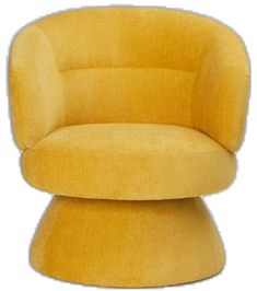 an upholstered yellow chair sits in front of a white background and looks like it is made out of fabric