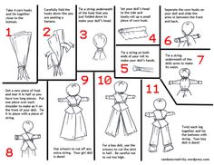 the instructions for how to make an origami doll with paper dolls and clothes