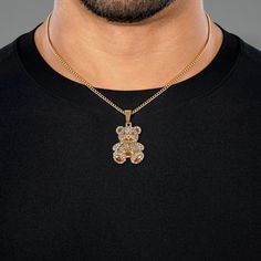 Discover the perfect blend of style and durability with our Teddy Bear 1½" Pendant with Chain Necklace, crafted from high-quality 18K gold plated stainless steel. Whether you're celebrating a victory on the field or making a fashion statement off it, this necklace is designed to complement your sporty lifestyle. With a polished finish that resists rust and tarnishing from sweat or water, it’s made to last through every challenge. This versatile necklace features a charming teddy bear pendant, of Gold Rope Chain Jewelry For Streetwear, Casual Gold Jewelry With Adjustable Chain, Casual Gold Metal Jewelry, Gold Rope Chain Jewelry, Casual Gold Necklace With Adjustable Chain, Gold Adjustable Chain Necklace For Streetwear, Gold Necklace With Adjustable Chain For Streetwear, Gold Chain Necklace With Adjustable Chain For Streetwear, Casual Gold Charm Necklaces As Gifts