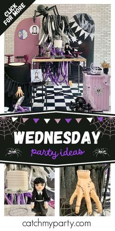 a black and white photo with the words wednesday party ideas