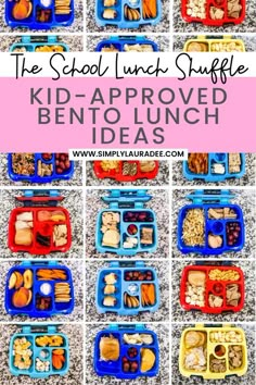 lunch boxes filled with different types of food and the words school lunch style kid - approved bento lunch ideas