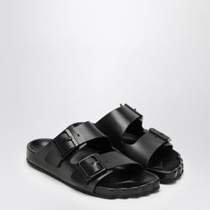 Black leather Balenciaga slide, featuring anatomically shaped five-toe design, two straps with adjustable logo buckles and rubber sole. Size Type: ITMaterial: LeatherSKU: 761726WCEA1/O_BALEN-1000_600 Our Products Are 100% Genuine. In All Cases We Stand By The Authenticity Of Every Product Sold On Our Site. Balenciaga Slides, Balenciaga Sandals, Cristobal Balenciaga, Spanish Fashion, Formal Loafers, Balenciaga Black, Balenciaga Mens, Balenciaga Shoes, Crossbody Tote