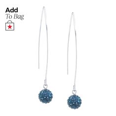 in stock Blue Party Earrings With Ear Wire, Adjustable Blue Drop Earrings, Blue Crystal Earrings With Ear Wire As Gift, Blue Crystal Dangling Earrings, Blue Round Crystal Earrings, Elegant Blue Faceted Crystal Earrings, Blue Sterling Silver Nickel-free Chandelier Earrings, Nickel-free Blue Teardrop Crystal Earrings, Ball Drop