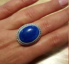 Large Lapis Ring, Lapis Lazuli Ring, Natural Lapis Lazuli, Blue Ring, Lapis Lazuli Blue, Earrings Matching, Victorian Ring, Deep Blue Color, Lapis Ring, Lapis Lazuli Ring, Blue Ring, Bezel Ring, Lapis Lazuli Stone