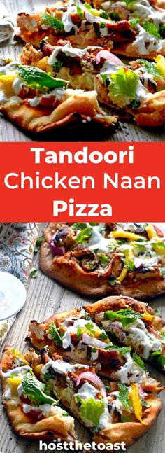 tandoori chicken pizza recipe Chicken Naan Pizza, Tandoori Chicken Pizza, Chicken Pizza Recipe, Naan Flatbread, Chicken Pizza Recipes, Easy Flatbread, Chicken Flatbread, Naan Pizza, Flatbread Recipes