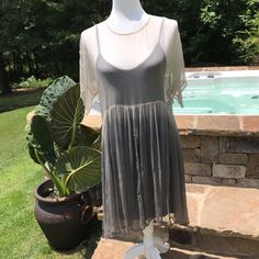 A Must In Your Wardrobe. Can Be Paired With A Gray/Black Slip Dress, Tank Top, Or Worn As A Coverup. Sheer Designer Fabric (Caution - Would Be Extremely Easy To Pick. Bought In Mind To Wear To A Wedding. Beautiful!. Never Been Worn. Black Slip Dress, Overlay Dress, Chan Luu, Designer Fabric, A Wedding, Fabric Design, Slip Dress, Cover Up, Tank Top