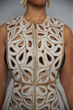 HAND-EMBROIDERED LINEN GILET Material: Cotton Care: Dry clean for best results Model is wearing UK10 Stone Board Design For Clothes, Material Board Fashion, Outfits Moodboard, Nigerian Dress Styles, 2025 Summer, Batik Clothing, Nigerian Dress, Batik Skirt