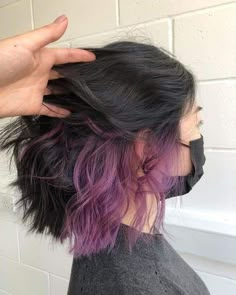 Purple And Black Hair, Peekaboo Hair Colors, Dyed Hair Inspiration