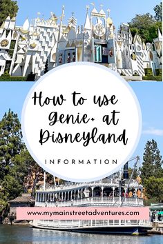 the disneyland theme park with text overlaying how to use genie at disneyland information