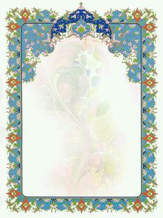 an ornate frame with blue and red flowers