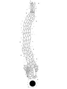 a black and white line drawing of a snake with its tail wrapped around it's neck