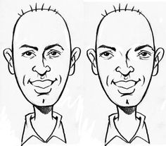 a drawing of two men's faces with different facial expressions and haircuts