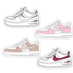 three air force sneakers stickers on a white background