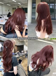 Korean Hair Color, Wine Hair, Cherry Hair, Hair Inspiration Long, Hair Tint, Hair Color Streaks, Hair Streaks, Pretty Hair Color, Hair Stylies